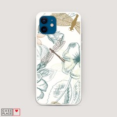 Матовый силиконовый чехол "Тени стрекоз" на Apple iPhone 12 Awog