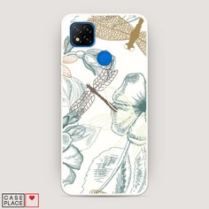 Матовый силиконовый чехол "Тени стрекоз" на Xiaomi Redmi 9C Awog