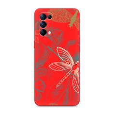 Матовый силиконовый чехол "Тени стрекоз" на Oppo Reno 5 Awog