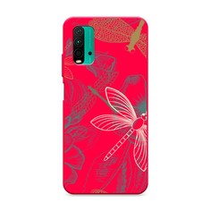 Матовый силиконовый чехол "Тени стрекоз" на Xiaomi Redmi 9T Awog