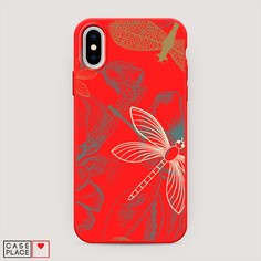 Матовый силиконовый чехол "Тени стрекоз" на Apple iPhone XS (10S) Awog
