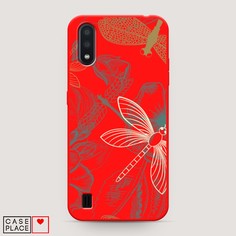 Матовый силиконовый чехол "Тени стрекоз" на Samsung Galaxy A01 Awog