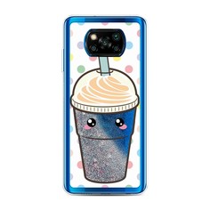Жидкий чехол с блестками "Милый стакан" на Xiaomi Poco X3 NFC Awog