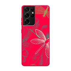 Матовый силиконовый чехол "Тени стрекоз" на Samsung Galaxy S21 Ultra Awog