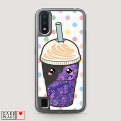 Жидкий чехол с блестками "Милый стакан" на Samsung Galaxy A01 Awog