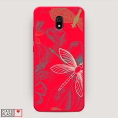 Матовый силиконовый чехол "Тени стрекоз" на Xiaomi Redmi 8A Awog