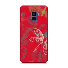 Матовый силиконовый чехол "Тени стрекоз" на Samsung Galaxy A8 2018 Awog