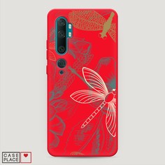 Матовый силиконовый чехол "Тени стрекоз" на Xiaomi Mi Note 10 Awog