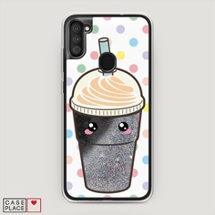 Жидкий чехол с блестками "Милый стакан" на Samsung Galaxy M11 Awog