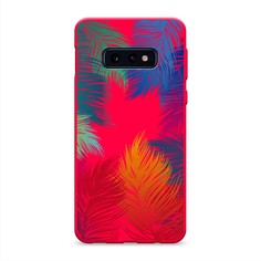 Матовый силиконовый чехол "Рамка из перьев" на Samsung Galaxy S10E Awog