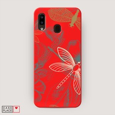 Матовый силиконовый чехол "Тени стрекоз" на Samsung Galaxy A30 Awog