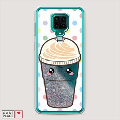 Жидкий чехол с блестками "Милый стакан" на Xiaomi Redmi Note 9 Pro Awog