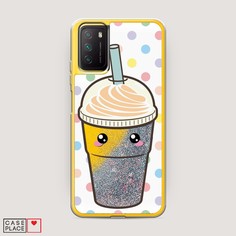 Жидкий чехол с блестками "Милый стакан" на Xiaomi Poco M3 Awog