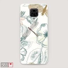 Матовый силиконовый чехол "Тени стрекоз" на Xiaomi Redmi Note 9S Awog