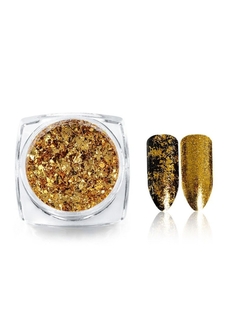Зеркальная втирка мелкие хлопья gold для дизайна ногтей Nail Art