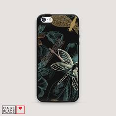 Матовый силиконовый чехол "Тени стрекоз" на Apple iPhone 5 Awog