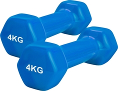 Набор гантелей обрезиненных по 4 кг, синие, 2 шт. Bradex