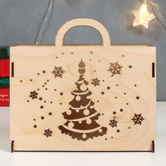 Шкатулка "Чемоданчик: Ёлка" 20,5х8х18,5 см No Brand
