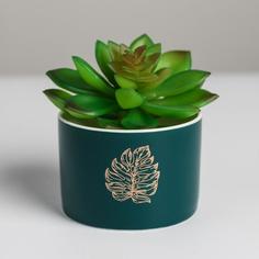 Керамическое кашпо с тиснением Лист, 8 х 5,5 см Дарите Счастье