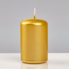 Свеча - цилиндр лакированная, "Platinum", 5×8 см, золотой металлик Trend Decor Candle