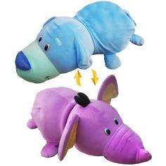 Мягкая игрушка 1 TOY Вывернушка 76 см 2 в 1, Голубой Щенок-Сиреневый Слон (Т12037) 1toy