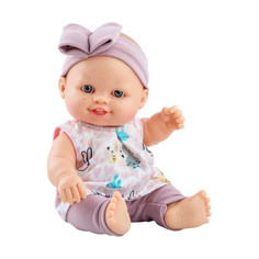 Кукла-пупс Paola Reina Сара в розовой повязке и топе с зайчиками, 22 см 00158