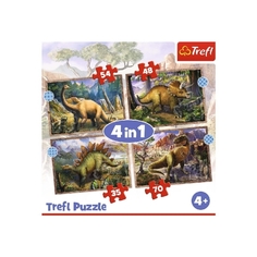 Пазл Trefl 4 в 1 Интересные динозавры