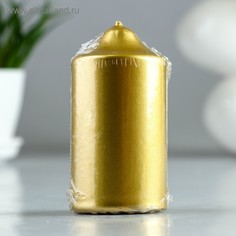 Свеча - цилиндр, пленка, золотая, 5х10см No Brand