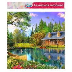КНР без подрамника, частичное заполнение Домик на озере 40х50 см 87145 No Brand