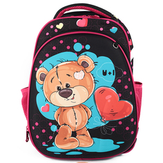 Ранец школьный ортопедический для девочек Baziator Мишка GK0063 черный