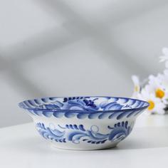 Тарелка - миска, полупорционная, 17×17×5 см, 0,5 л, гжель No Brand