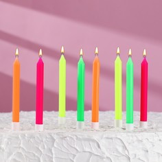 Свечи в торт "Красочные", 8 см, классические, набор 8 шт Омский Свечной