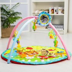 Развивающий коврик «Зоопарк», с дугами и погремушками No Brand