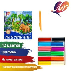 Пластилин мягкий (восковой), 12 цветов, 180 г, «Фантазия», со стеком, микс Луч