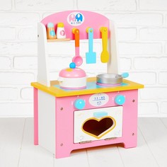 Игровой набор «Кухня с сердечком», деревянная посуда в наборе No Brand