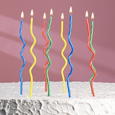 Свечи для торта, набор 8 шт, витые, 17 см Страна Карнавалия