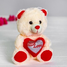 Мягкая игрушка «Бежевый мишка с сердцем» No Brand