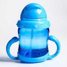 Поильник с силиконовой трубочкой, 200 мл., с ручками, цвет МИКС No Brand