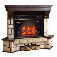 Электрокамин Inter Flame Экстер угловой темный дуб камень бежевый с очагом Jupiter