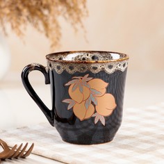 Кружка Фрукты, коричневая, керамика, 0.3 л