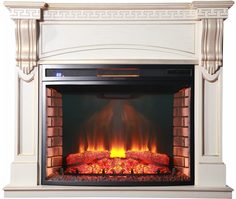 Электрокамин Inter Flame Мюнхен (бежевый с золотой патиной) с очагом Panoramic