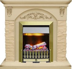Электрокамин Dimplex Bern алебастр темная патина бежевый с очагом Danville Antique Brass