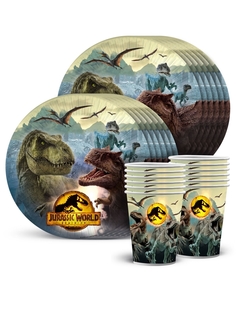 Набор одноразовой посуды Jurassic World желтый (тарелки 18 см, стаканы - по 12 шт.) ND Play