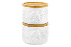 Набор 2-х банок для хранения 250 мл 9,3х9,3х7 см Elan Gallery Птички на ветке с 2 крышками