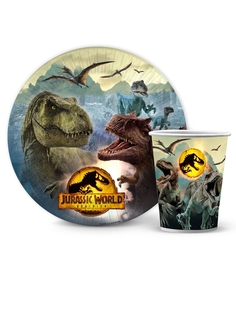 Набор одноразовой посуды ND Play Jurassic World желтый (тарелки 18 см, стаканы - по 6 шт.)