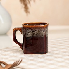 Кружка Квадрат, коричневая, пенка, керамика, 0.15 л