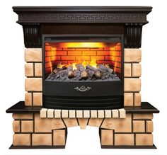 Электрокамин Real Flame Stone Brick 25 AO с очагом 3D Firestar 25,5