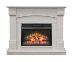 Электрокамин Real Flame Carolina Marble WT (мрамор бежевый) с очагом Eridan 24