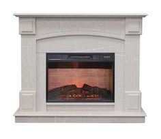 Электрокамин Real Flame Carolina Marble WT (мрамор бежевый) с очагом Irvine 24