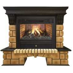Электрокамин Real Flame Stone Brick 26 AO с очагом 3D Novara